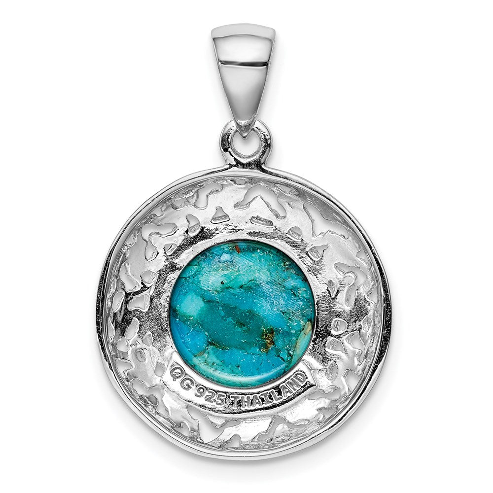 Sterling Silver Rhodium-plated w/Reconstituted Turquoise Pendant - Product Photo