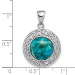 Sterling Silver Rhodium-plated w/Reconstituted Turquoise Pendant - Product Photo