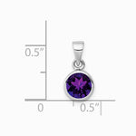 Sterling Silver Rhodium-plated Polished Amethyst Round Pendant - Product Photo