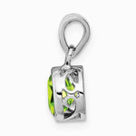 Sterling Silver Rhodium-plated Polished Peridot Round Pendant - Product Photo