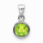 Sterling Silver Rhodium-plated Polished Peridot Round Pendant - Product Photo