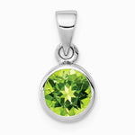 Sterling Silver Rhodium-plated Polished Peridot Round Pendant - Product Photo