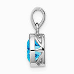 Sterling Silver Rhodium-plated Polished Blue Topaz Oval Pendant - Product Photo