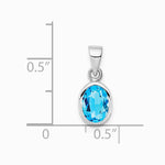 Sterling Silver Rhodium-plated Polished Blue Topaz Oval Pendant - Product Photo
