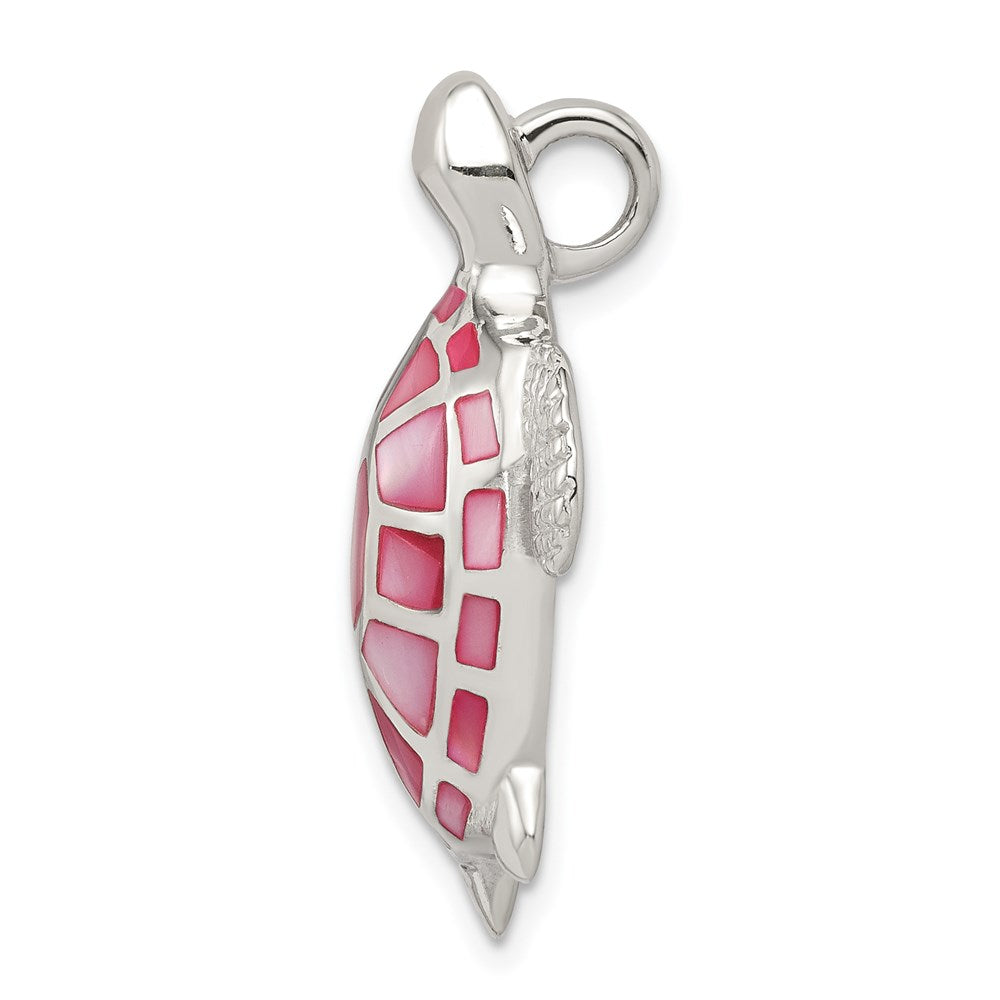 Sterling Silver Pink Mother of Pearl Turtle Slide - Product Photo