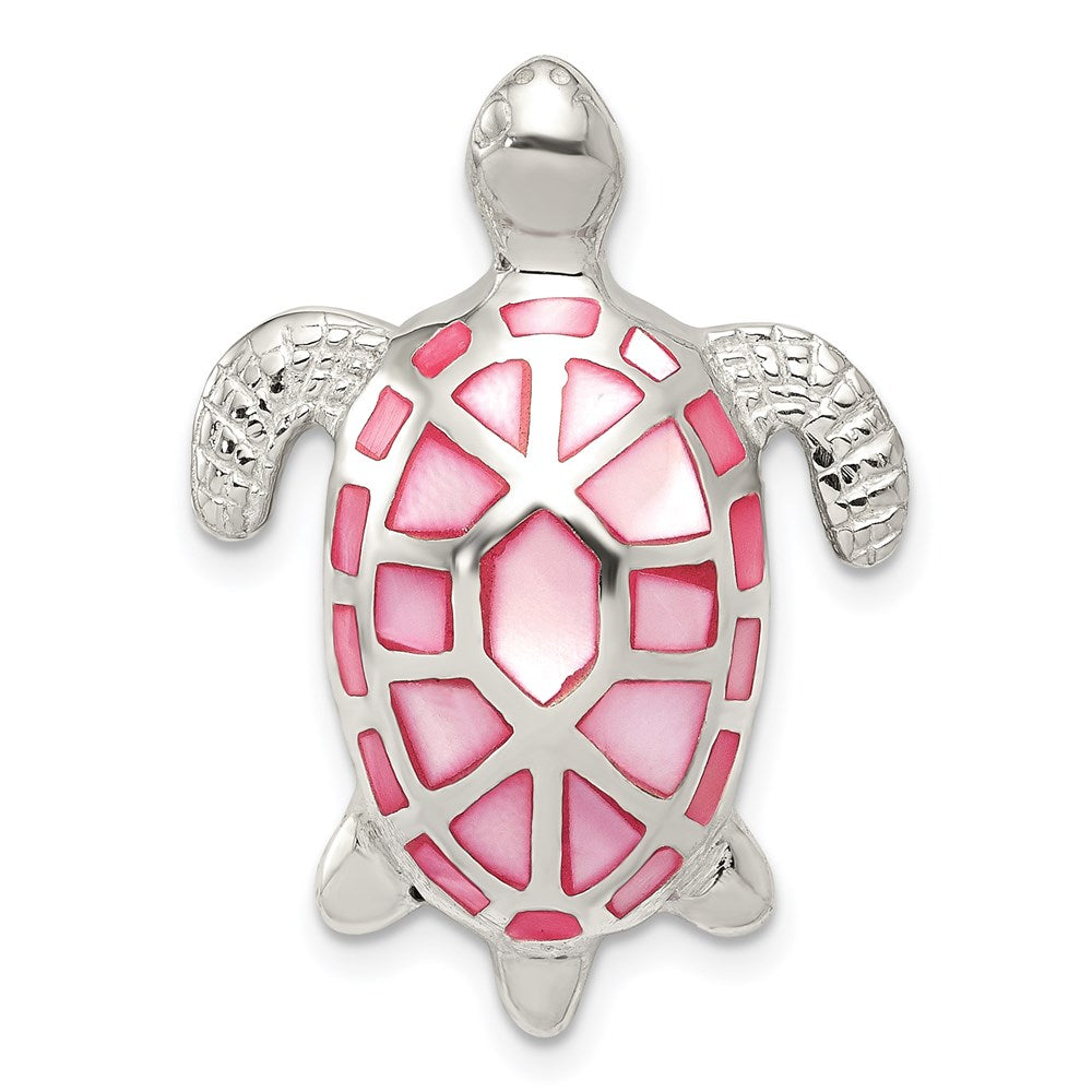 Sterling Silver Pink Mother of Pearl Turtle Slide - Product Photo