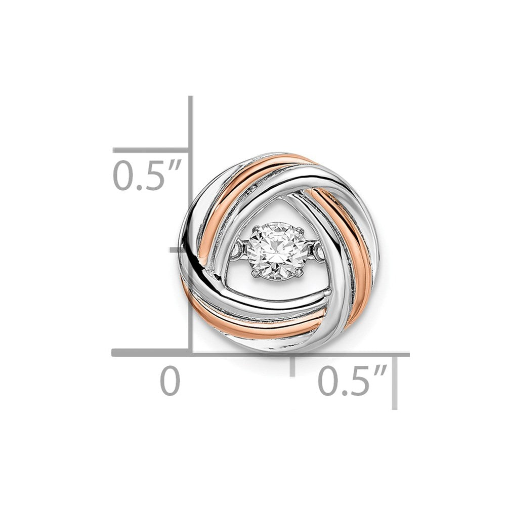 Sterling Silver Platium-plated Rose-tone Vibrant CZ Chain Slide - Product Photo