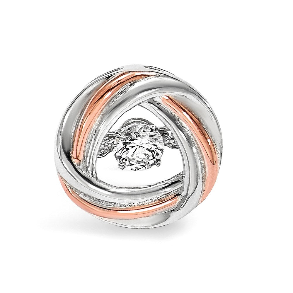 Sterling Silver Platium-plated Rose-tone Vibrant CZ Chain Slide - Product Photo