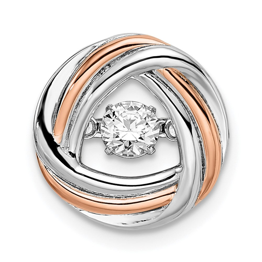 Sterling Silver Platium-plated Rose-tone Vibrant CZ Chain Slide - Product Photo