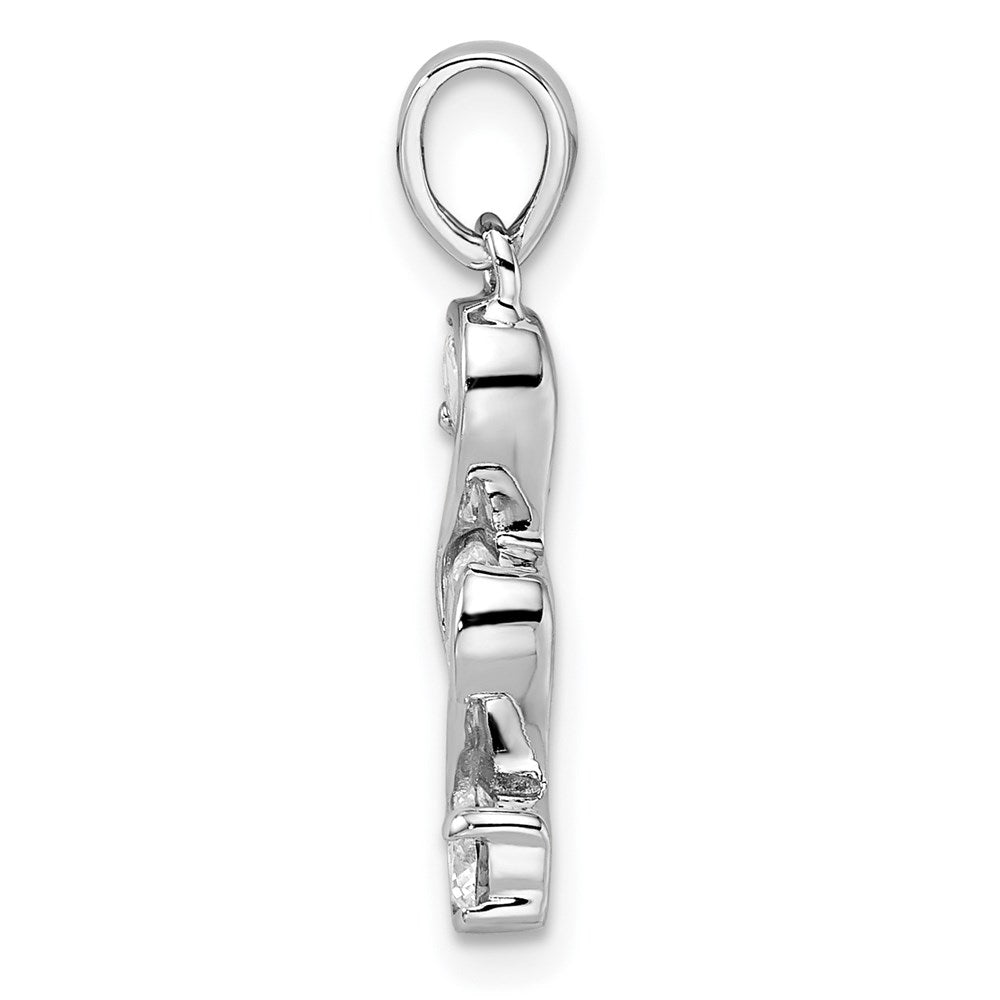 Sterling Silver Rhodium-plated Swirl 3-stone CZ Pendant - Product Photo