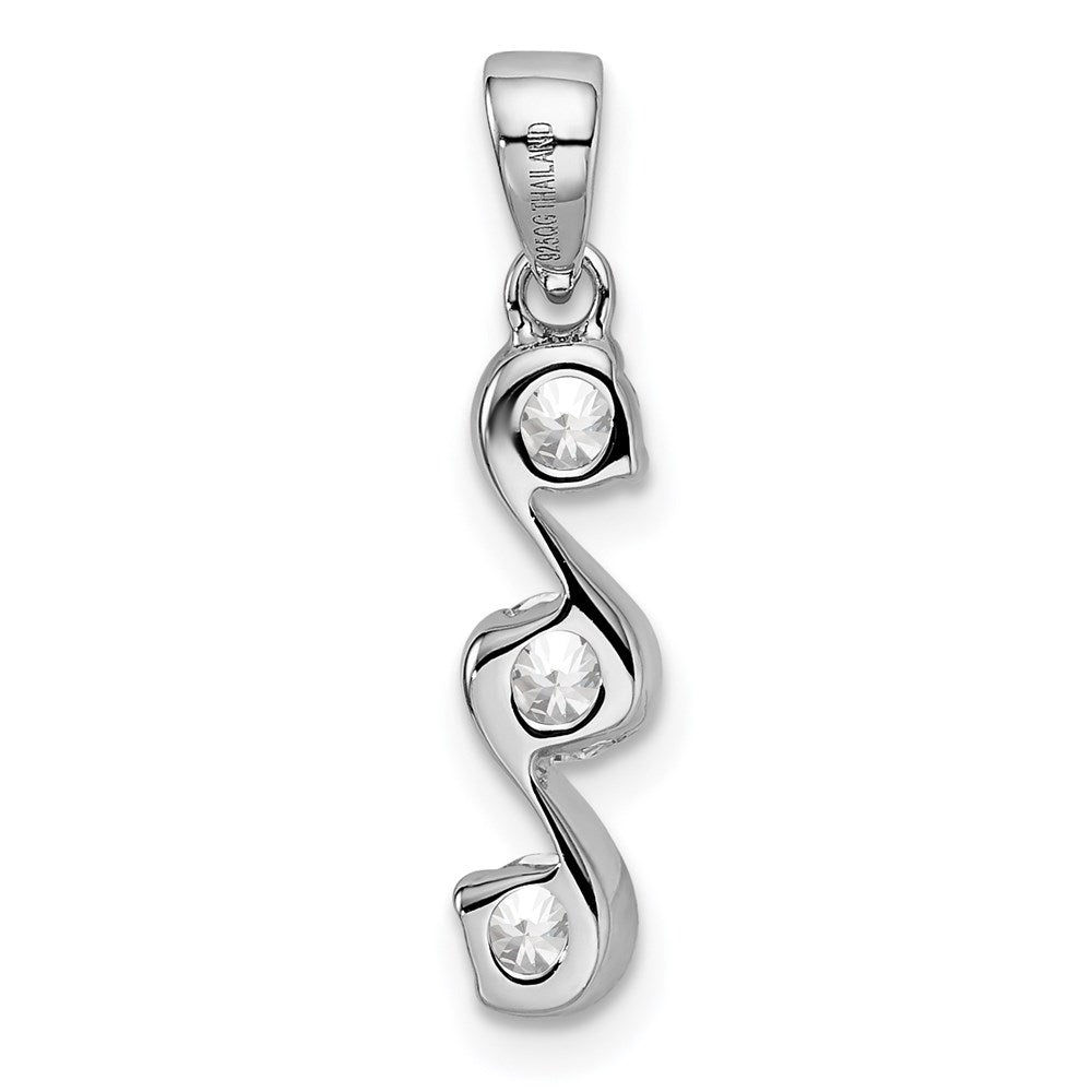 Sterling Silver Rhodium-plated Swirl 3-stone CZ Pendant - Product Photo
