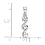 Sterling Silver Rhodium-plated Swirl 3-stone CZ Pendant - Product Photo