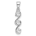 Sterling Silver Rhodium-plated Swirl 3-stone CZ Pendant - Product Photo