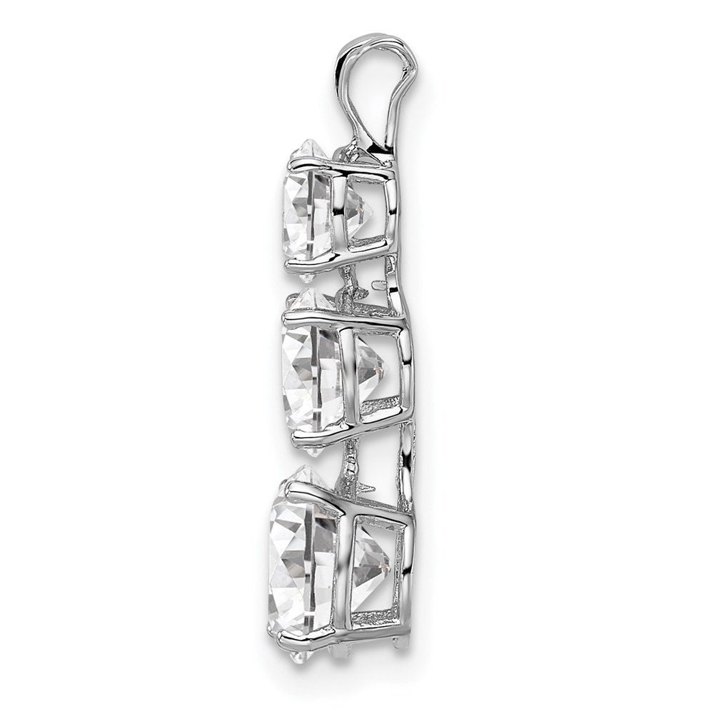 Sterling Silver Rhodium-plated Polished CZ Round Shaped 3 Stone Pendant - Product Photo