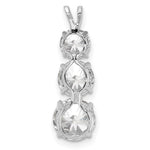 Sterling Silver Rhodium-plated Polished CZ Round Shaped 3 Stone Pendant - Product Photo