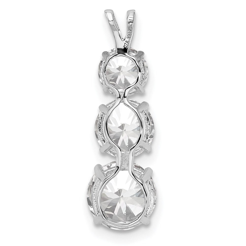 Sterling Silver Rhodium-plated Polished CZ Round Shaped 3 Stone Pendant - Product Photo