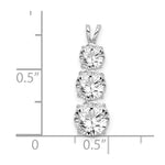 Sterling Silver Rhodium-plated Polished CZ Round Shaped 3 Stone Pendant - Product Photo