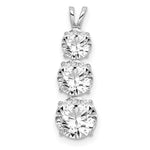 Sterling Silver Rhodium-plated Polished CZ Round Shaped 3 Stone Pendant - Product Photo