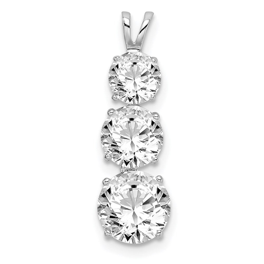 Sterling Silver Rhodium-plated Polished CZ Round Shaped 3 Stone Pendant - Product Photo