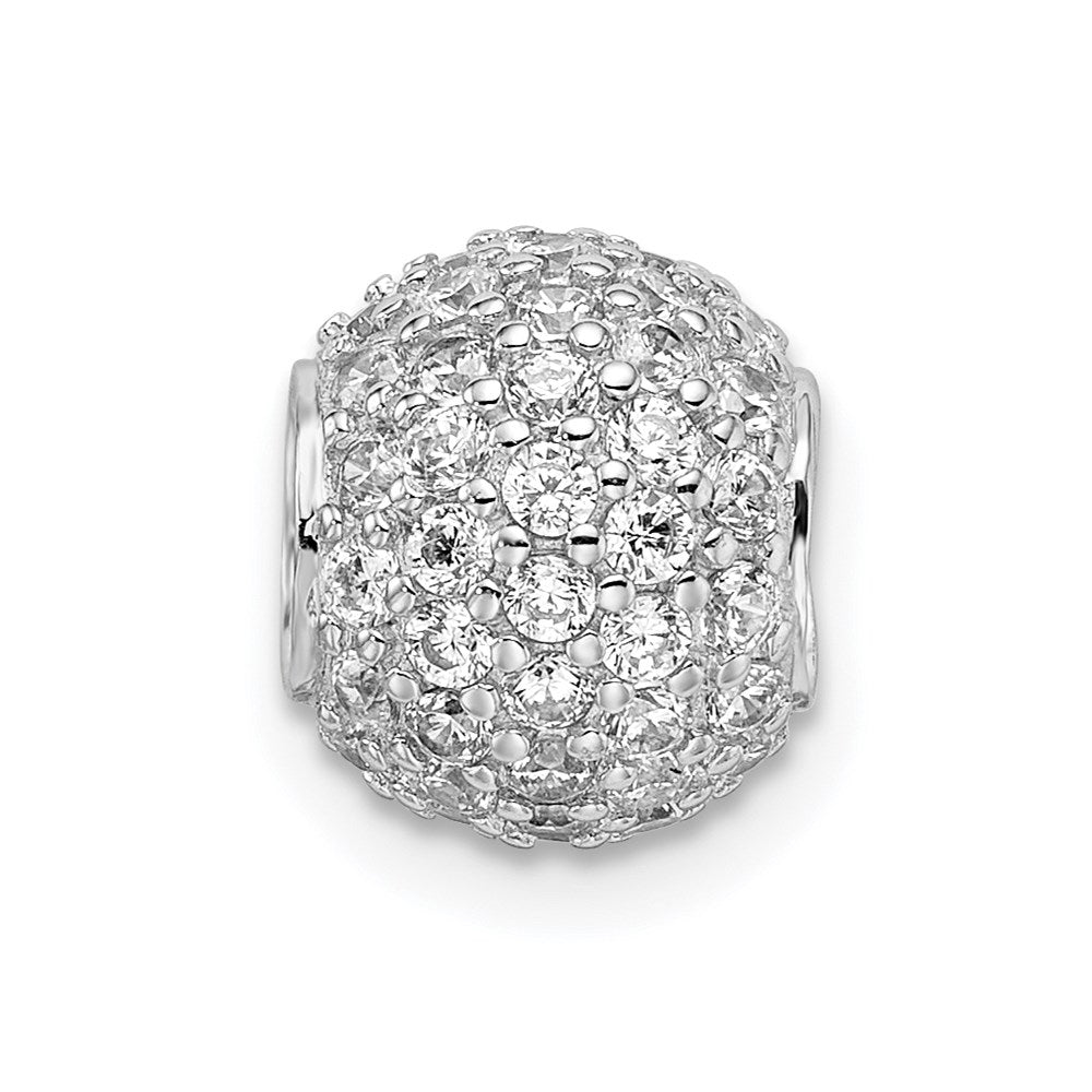 Sterling Silver Rhodium-plated CZ Bead Pendant - Product Photo