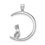 Sterling Silver Rhodium-plated Cat On Moon Pendant - Product Photo