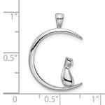 Sterling Silver Rhodium-plated Cat On Moon Pendant - Product Photo