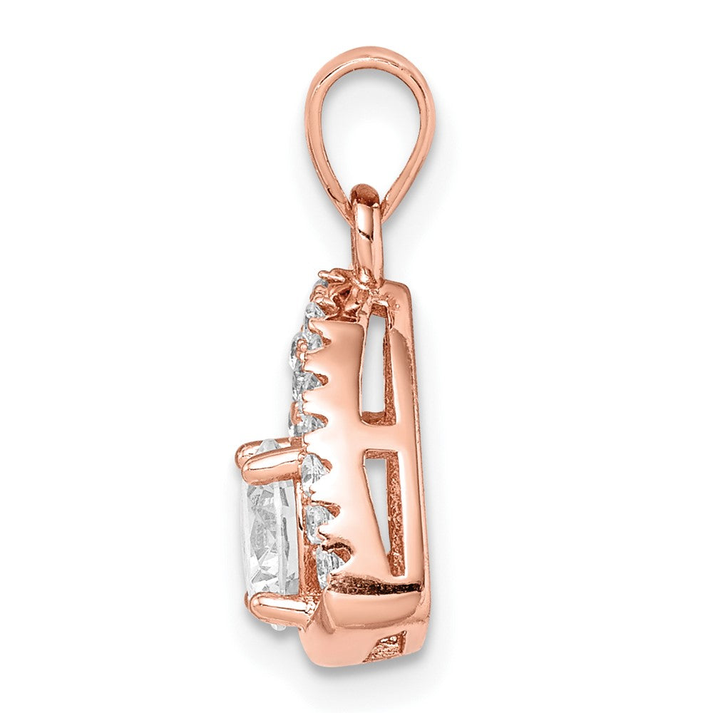 Sterling Silver Rose-tone Triangle CZ Pendant - Product Photo