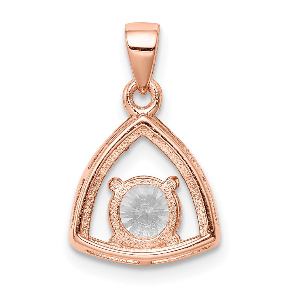 Sterling Silver Rose-tone Triangle CZ Pendant - Product Photo