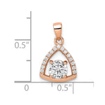 Sterling Silver Rose-tone Triangle CZ Pendant - Product Photo