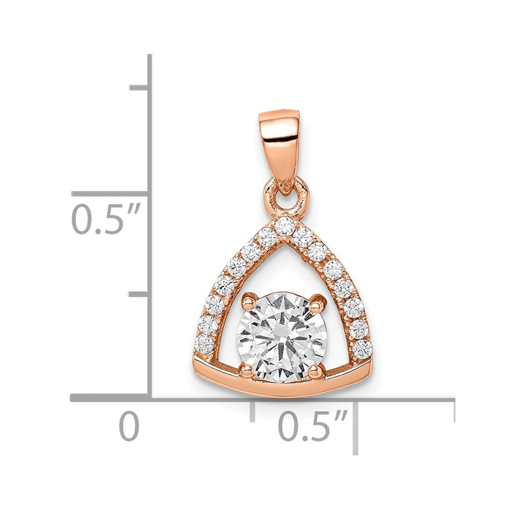 Sterling Silver Rose-tone Triangle CZ Pendant - Product Photo
