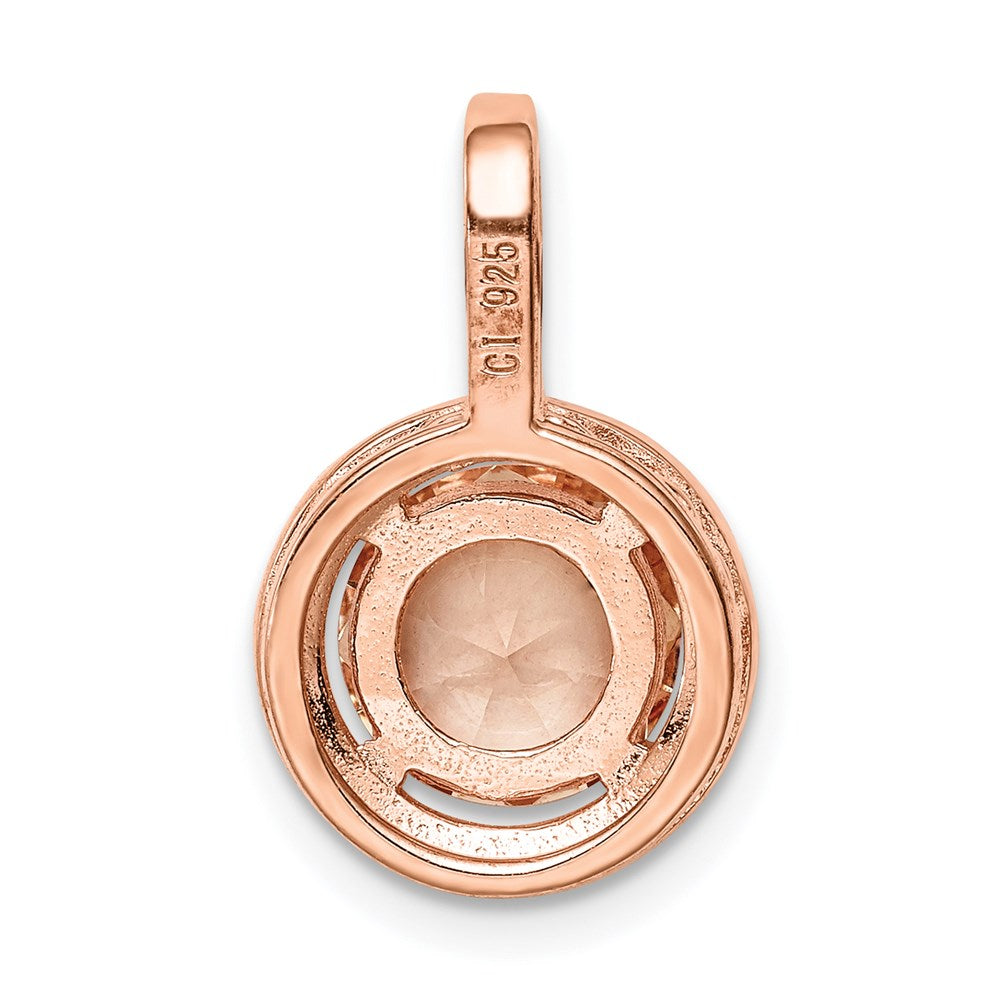 Sterling Silver Rose-tone / CZ Round Halo Pendant - Product Photo