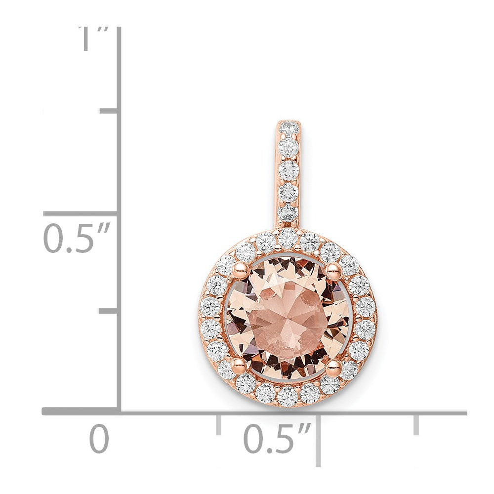 Sterling Silver Rose-tone / CZ Round Halo Pendant - Product Photo
