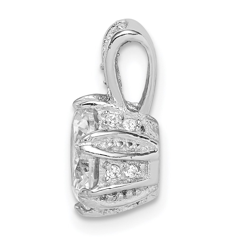 Sterling Silver Rhodium-plated CZ Pendant - Product Photo