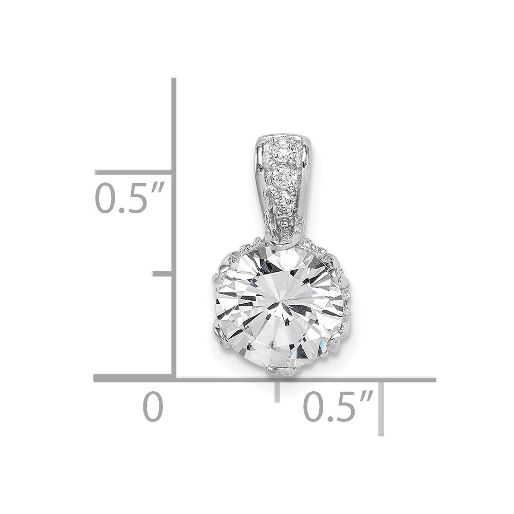 Sterling Silver Rhodium-plated CZ Pendant - Product Photo