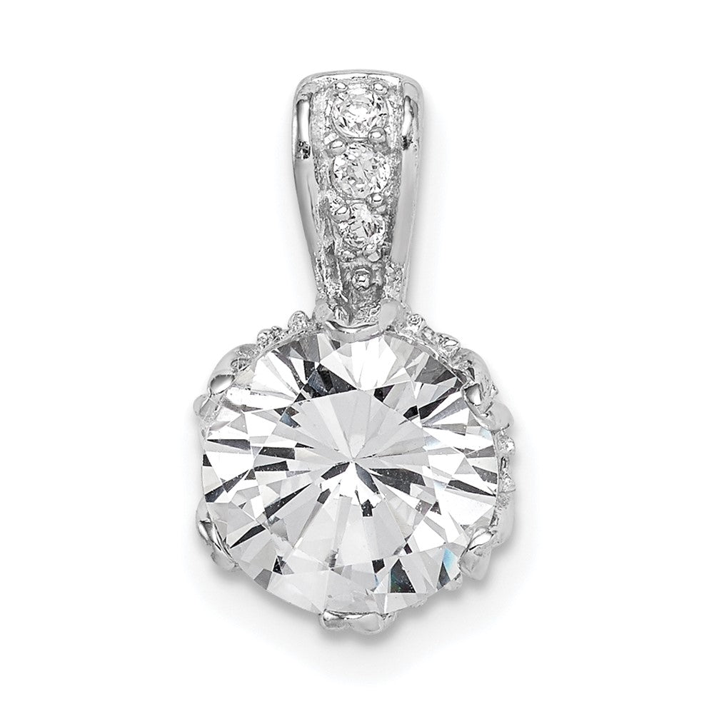 Sterling Silver Rhodium-plated CZ Pendant - Product Photo