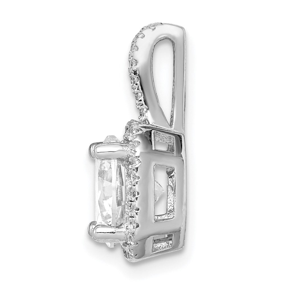 Sterling Silver Rhodium-platedCZ Halo Pendant - Product Photo