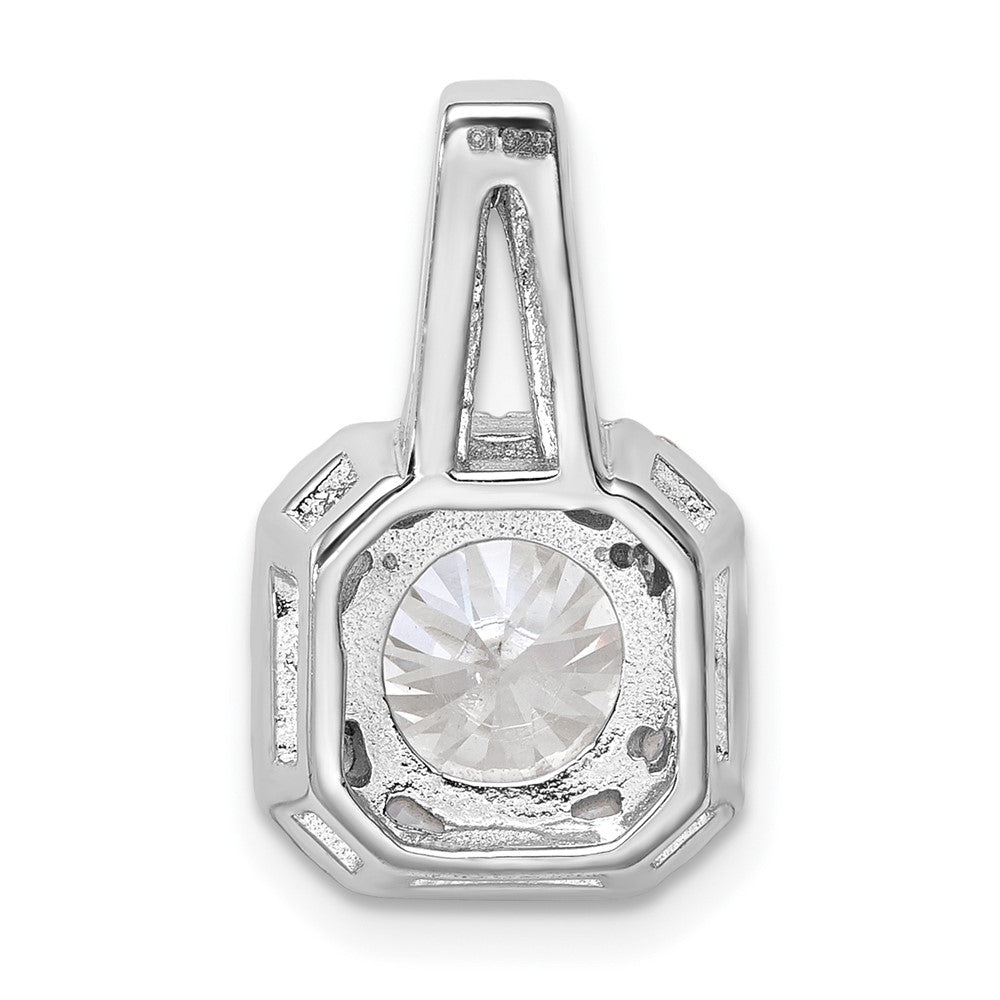 Sterling Silver Rhodium-platedCZ Halo Pendant - Product Photo