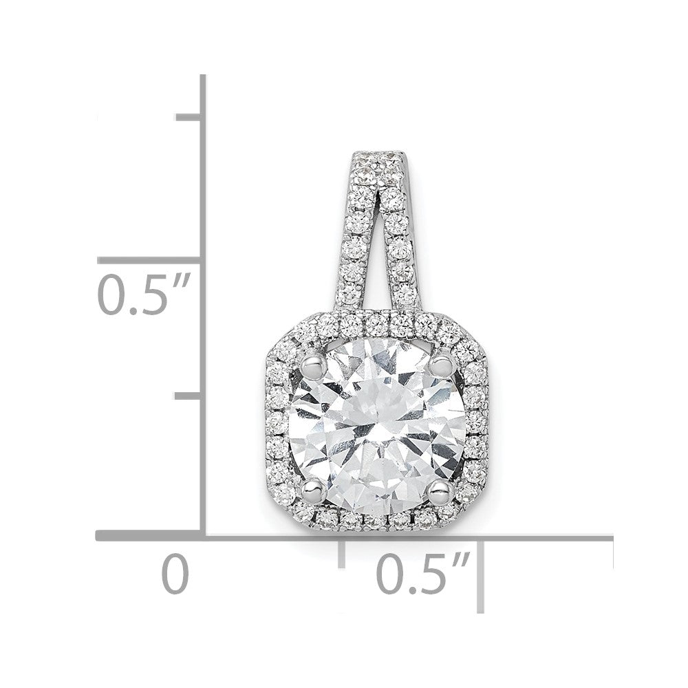 Sterling Silver Rhodium-platedCZ Halo Pendant - Product Photo
