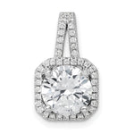 Sterling Silver Rhodium-platedCZ Halo Pendant - Product Photo