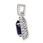 Sterling Silver Rhodium-plated Blue and Clear CZ Pendant - Product Photo