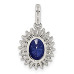 Sterling Silver Rhodium-plated Blue and Clear CZ Pendant - Product Photo