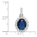 Sterling Silver Rhodium-plated Blue and Clear CZ Pendant - Product Photo