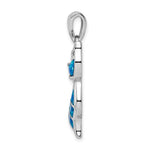 Sterling Silver Rhodium-plated Created Opal Cat Pendant - Product Photo