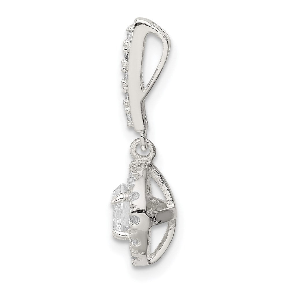Sterling Silver CZ Halo Dangle Pendant - Product Photo