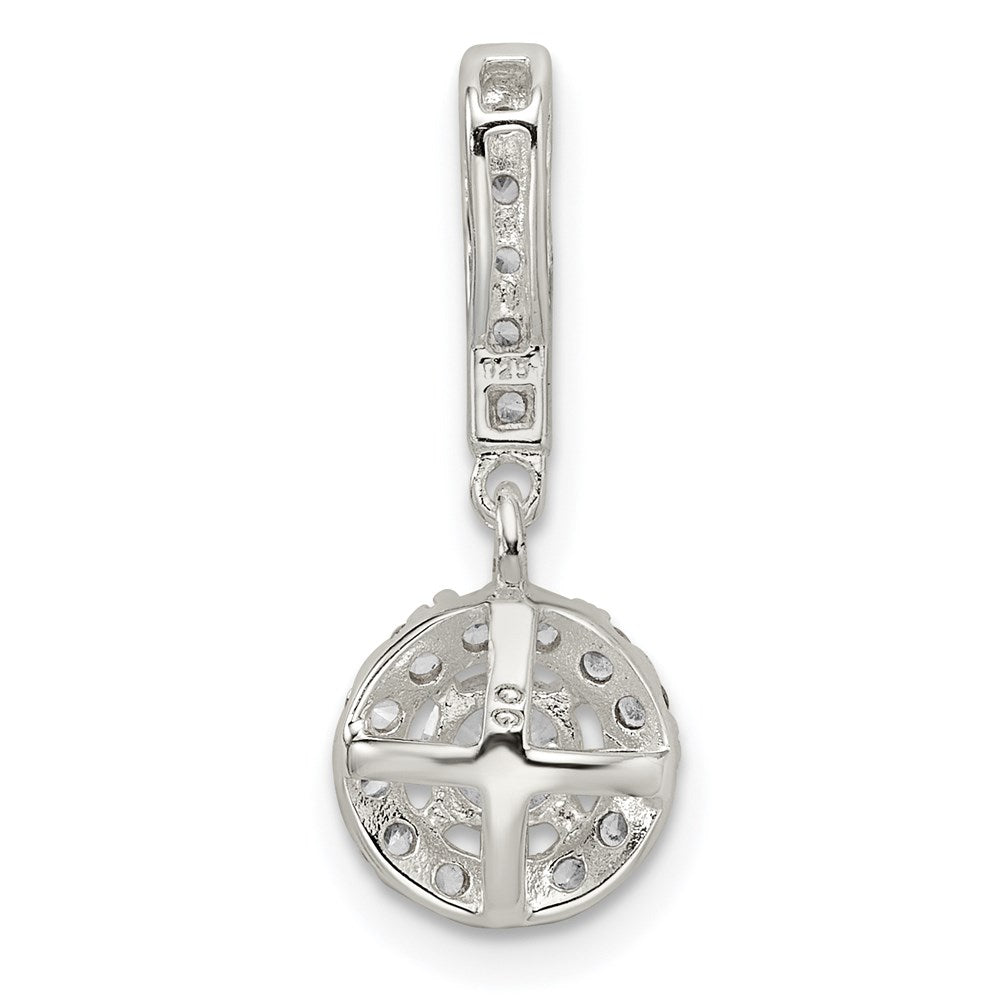 Sterling Silver CZ Halo Dangle Pendant - Product Photo