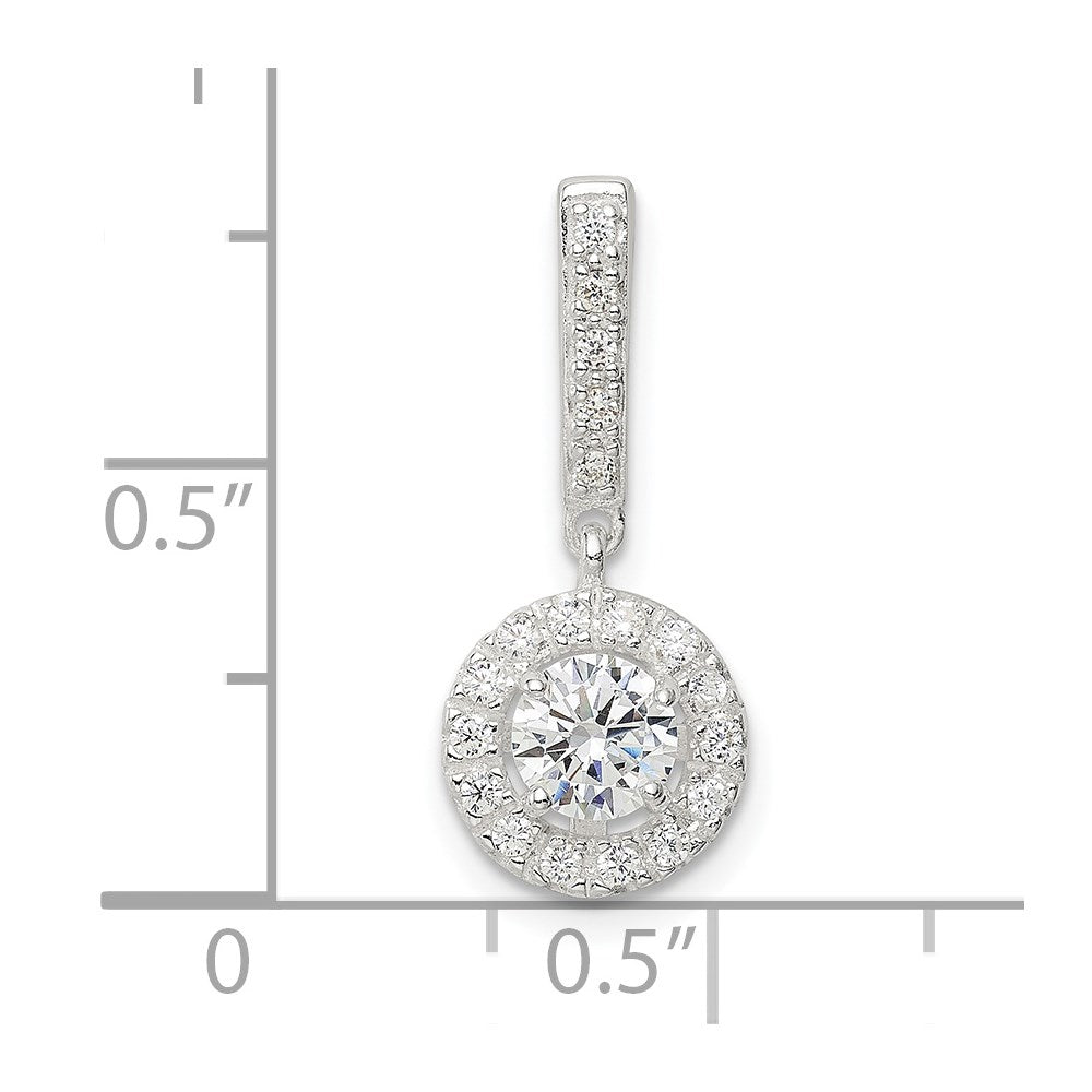 Sterling Silver CZ Halo Dangle Pendant - Product Photo