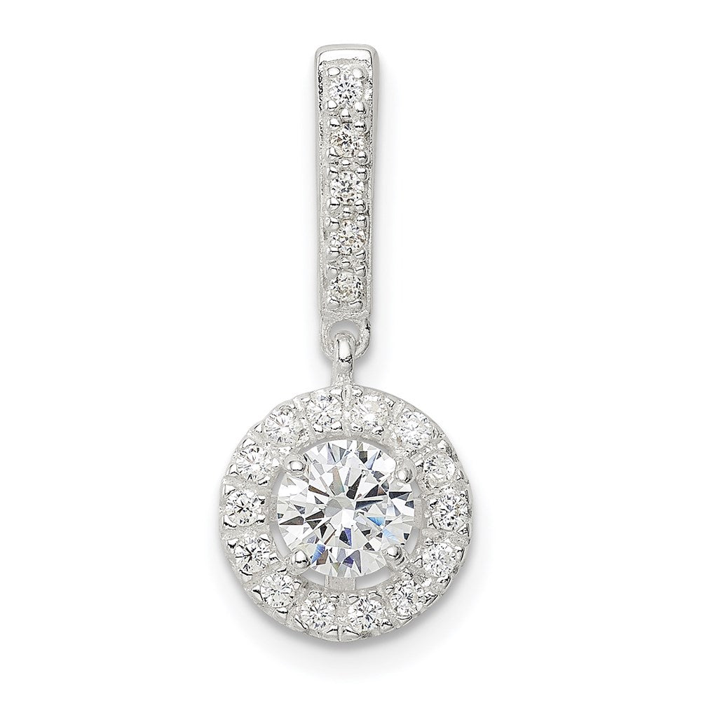 Sterling Silver CZ Halo Dangle Pendant - Product Photo