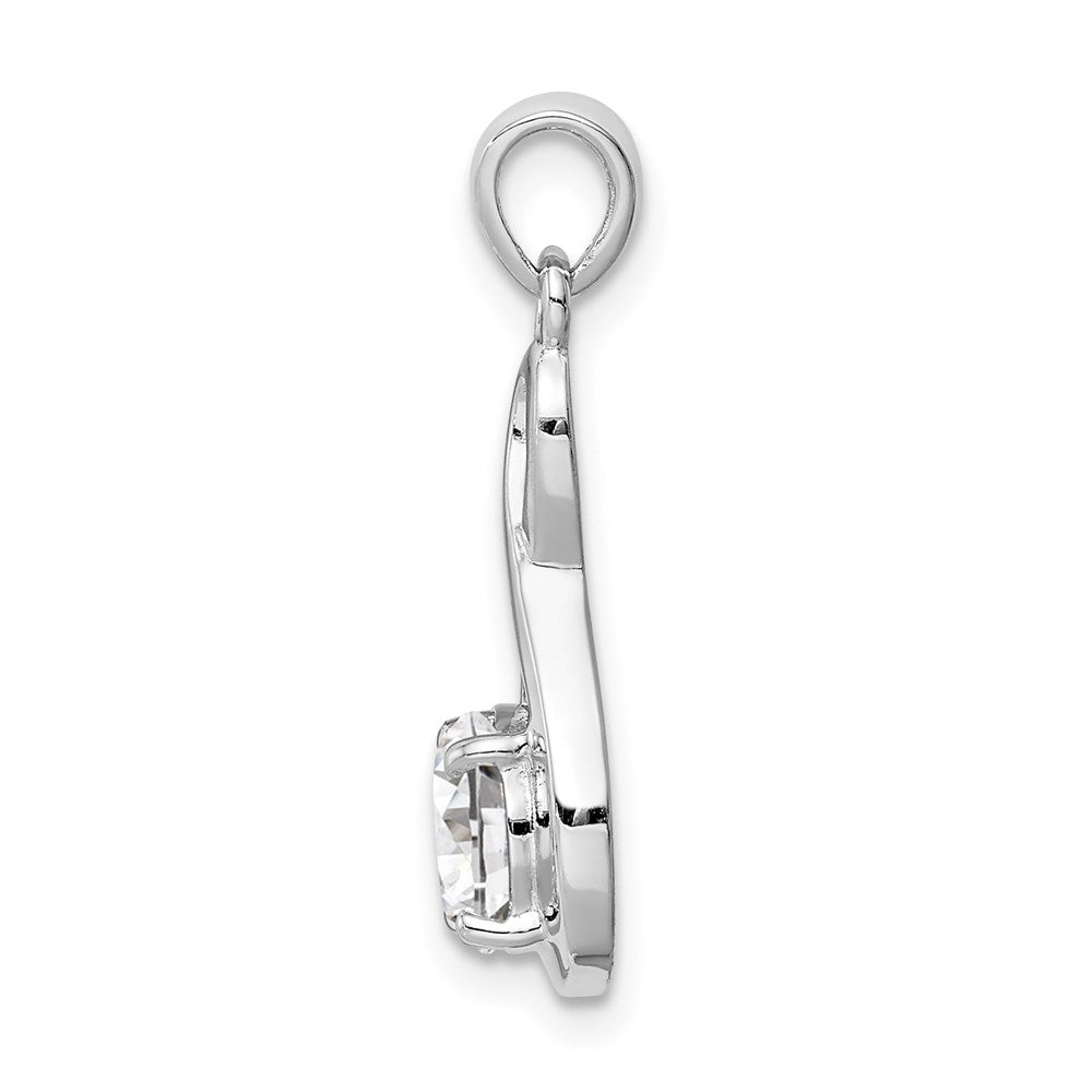 Sterling Silver Rhodium-plated 6.5mm CZ Teardrop Pendant - Product Photo