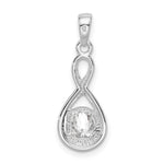 Sterling Silver Rhodium-plated 6.5mm CZ Teardrop Pendant - Product Photo