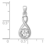 Sterling Silver Rhodium-plated 6.5mm CZ Teardrop Pendant - Product Photo